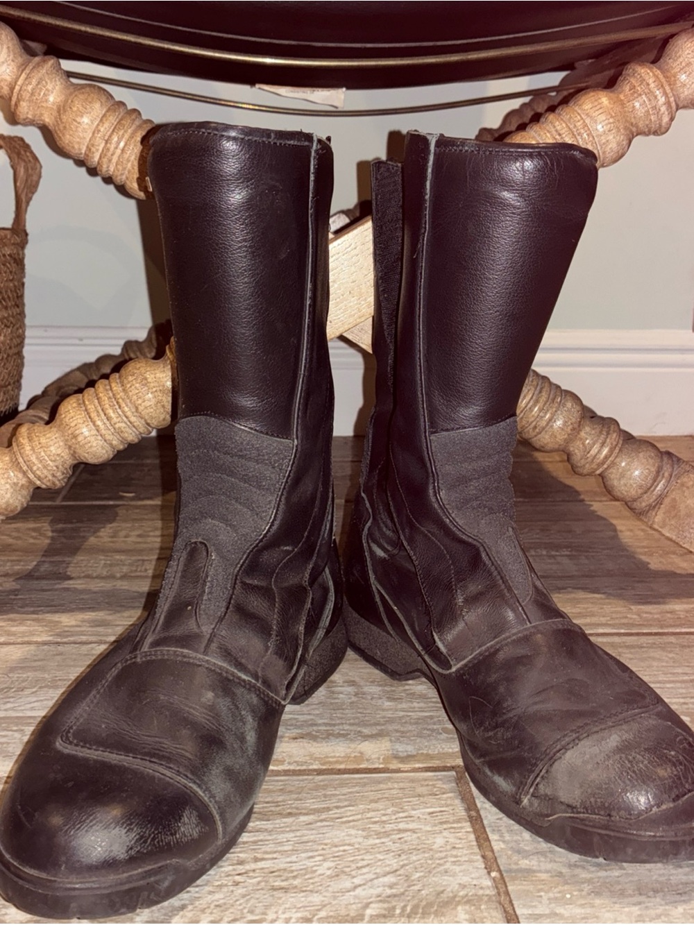 BMW Motorcycle Riding Gore-Tex Black Leather Echt Leder Biker Mens Boots US 10.5